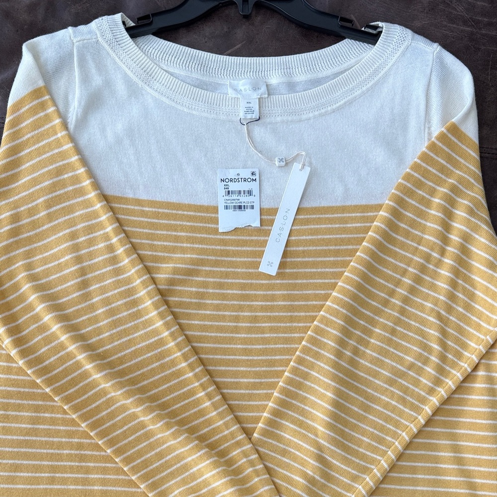 Caslon Cream and Yellow Striped Sweater
